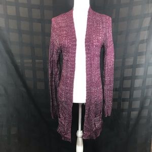 Long Cardigan Maroon Knit Size M Charlotte Russe